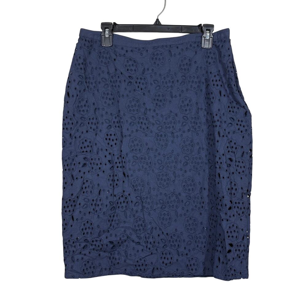 Bodin Broderie Navy Eyelet Skirt US 4R, UK 8